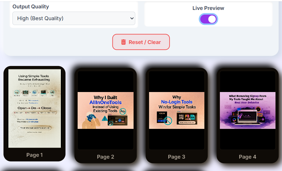Live Preview displaying the current page with inverted colors.